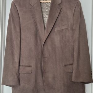 Men's Brown Suede-Style Single-Breasted Blazer